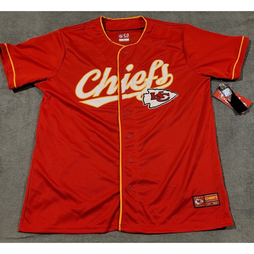 Ultra Game Kansas City Chiefs NFL Jersey Shirt Red Yellow White  Large